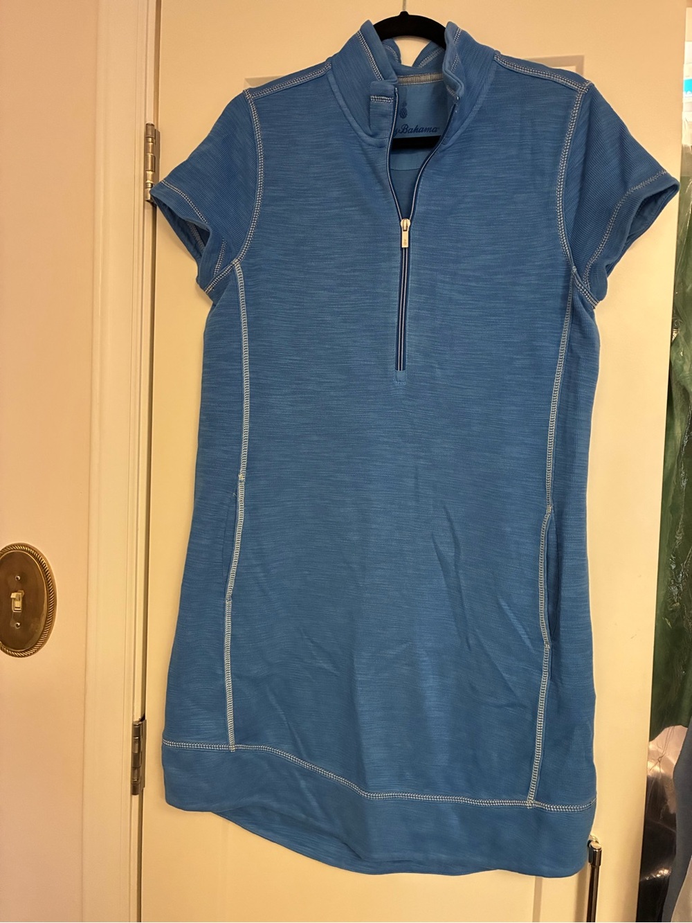 Tommy Bahama Light Blue Short-Sleeve Half-Zip Tunic